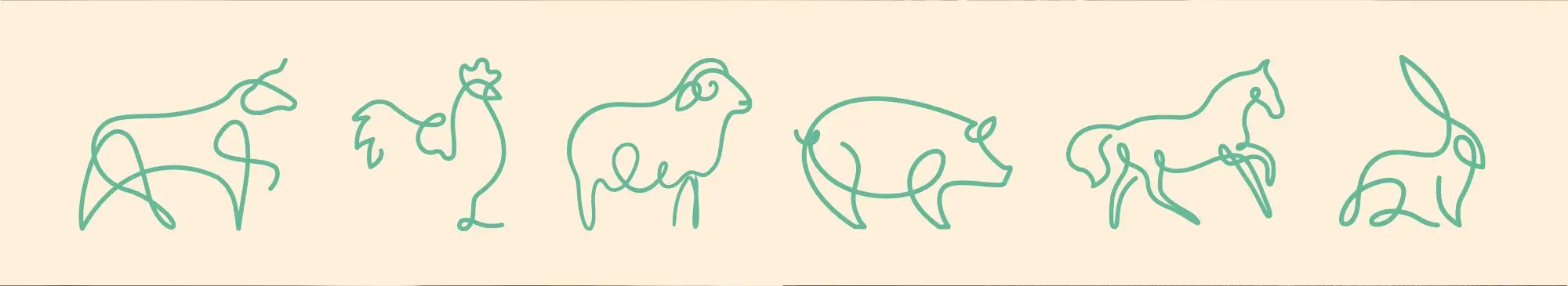 frise de silhouettes filaires d'animaux